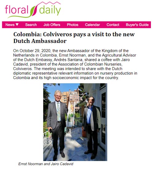 Colviveros' President and new Dutch Ambassador